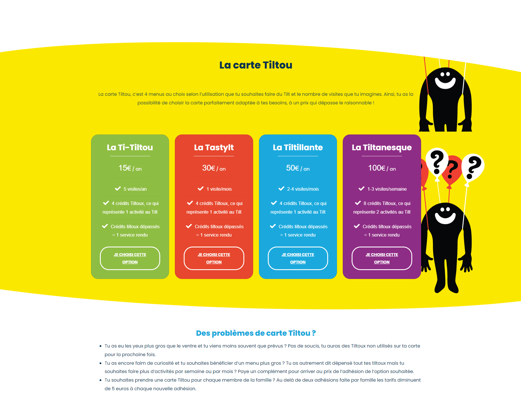 Site internet Tilt - Tarifs