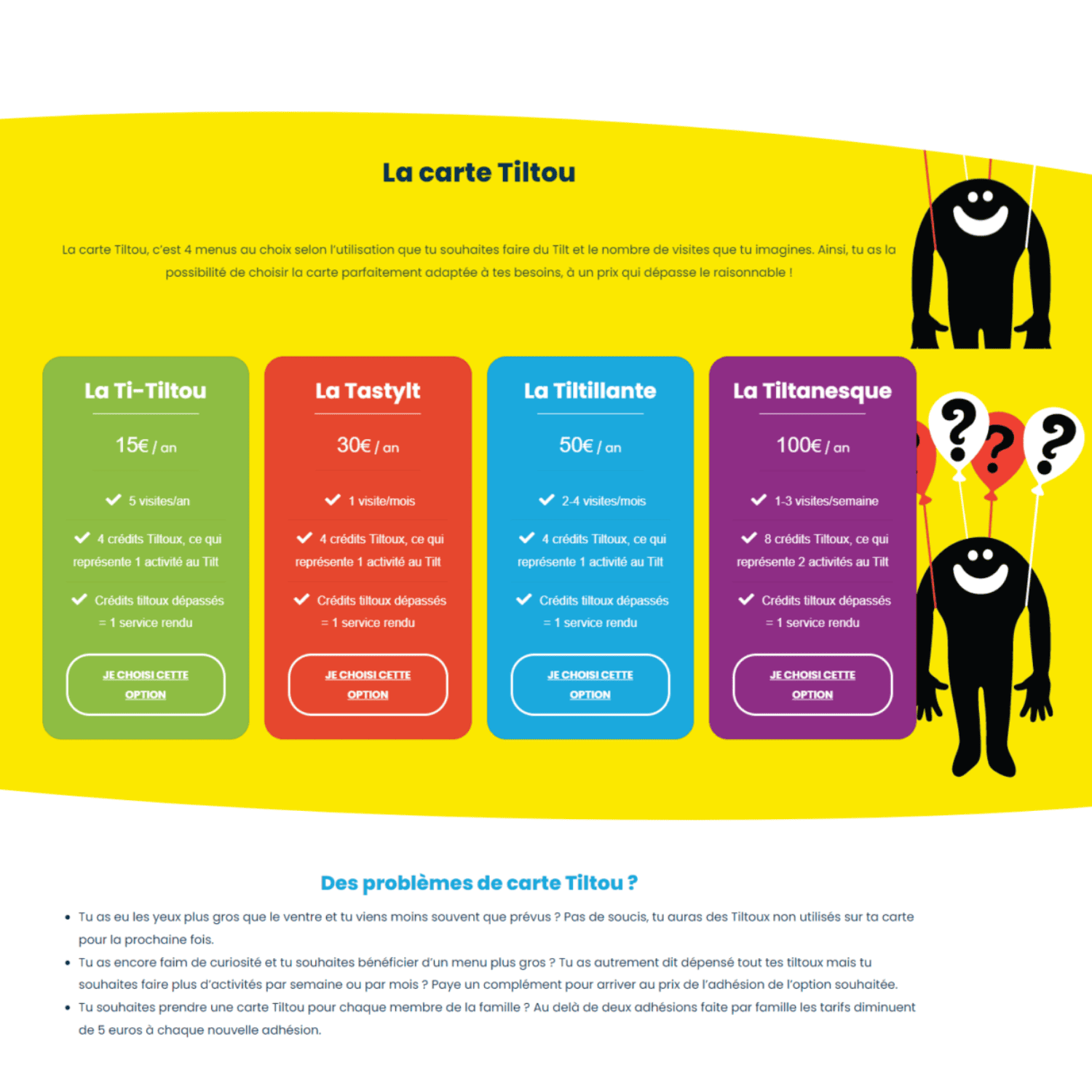 Site internet Tilt - Tarifs