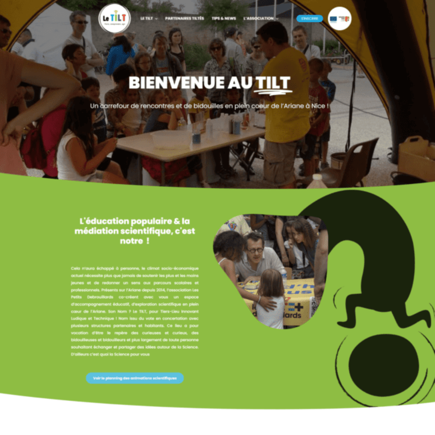 Site internet Tilt - Page d'accueil